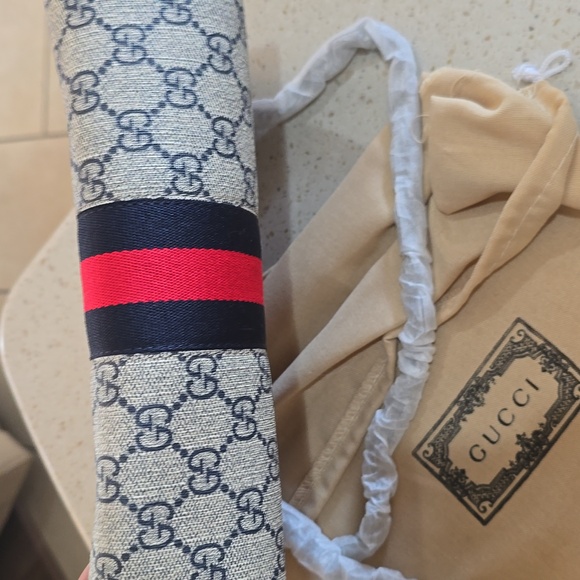 Gucci Blue and Red Monogram Clutch with Red Accent - Picture 2 of 4